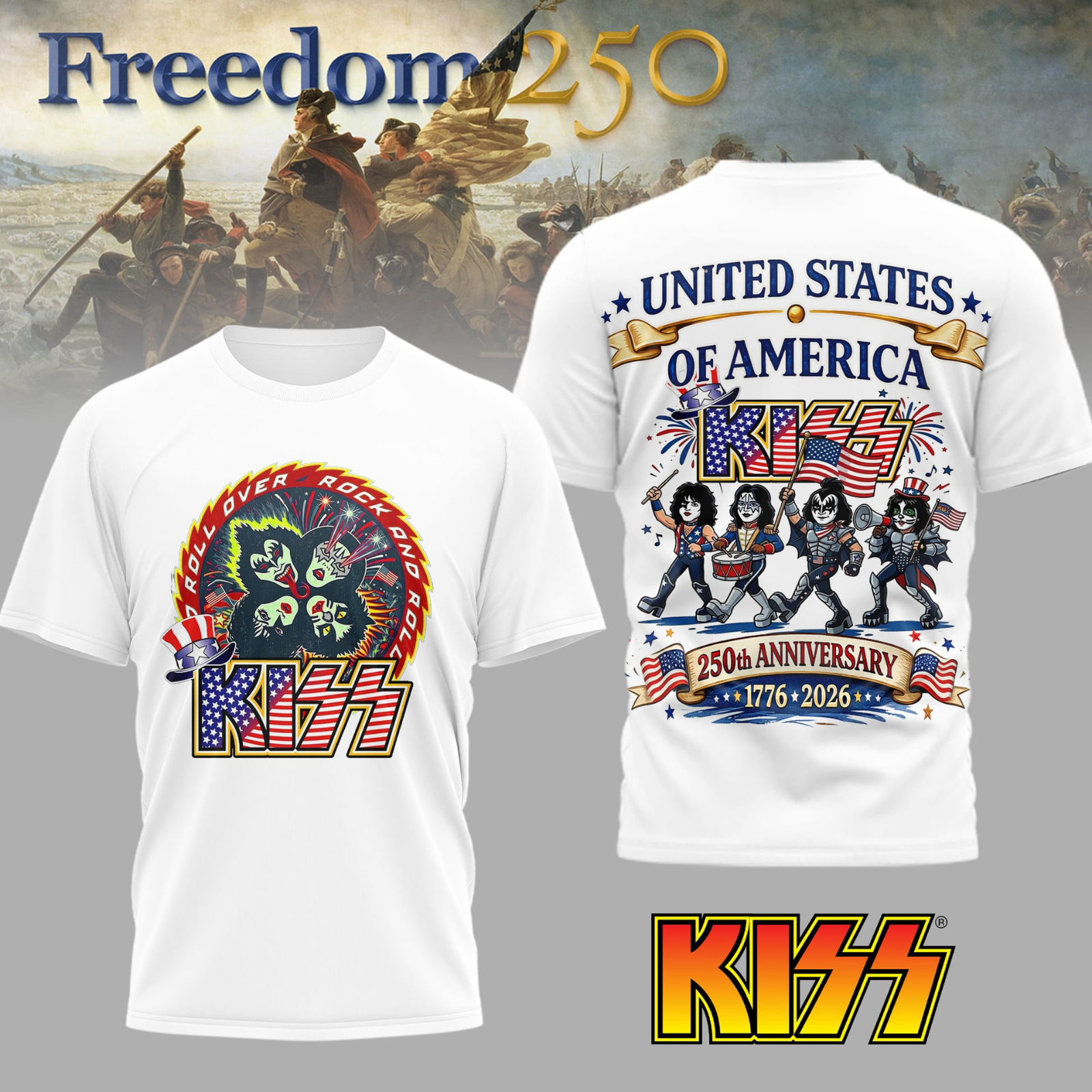 Kiss Band 250th Anniversary America, 250th years of Freedom - All over Shirt