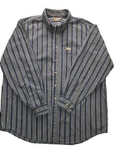 Vintage 90s Carhartt Rugged Outdoor Wear Men  s XL Striped Work Shirt Heavyweight