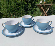 3 x Denby Colonial Blue Breakfast Cups & Saucers - more available