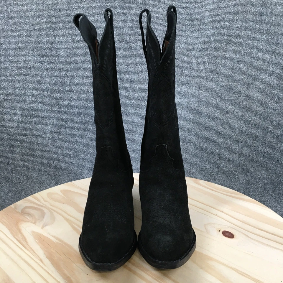 Botas Dingo Para Mujer 10 M Vaquero Occidental Media Pantorrilla Tacones Cuero Negro Nuevas Foto 4 de 4