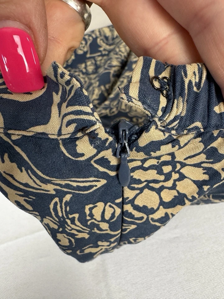 Kate Hill Dusty Blue Floral Maxi Skirt 14 Silk Linen Coastal Preppy Cottagecore — 第 4/4 张图片