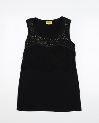 Max C London Damen Schwarz Baumwolle Basic Tank Größe 8 Rundhalsausschnitt