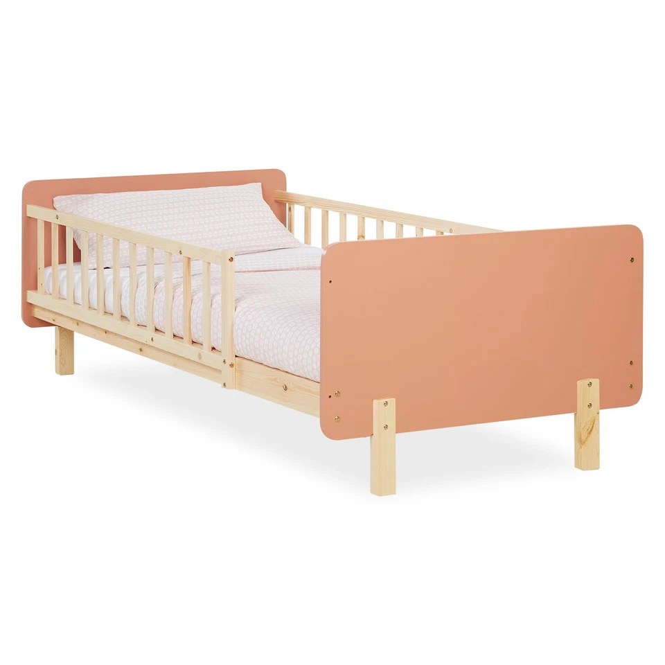 Cadre de lit enfant 90x200 en bois rouge lit bébé sommier à lattes Homestyle4u - Photo 2/4