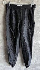 Vintage Cache Black Pleated Cotton Blend Stretch Stirrup pants Size 42 France