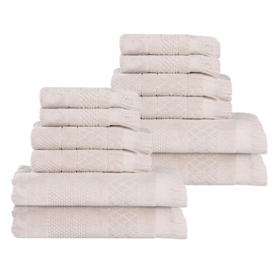 Cotton 12 Piece Towel Set, Quick Dry, Bathroom Essentials, Shower, Spa, Luxur...