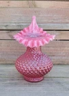 Fenton Cranberry Opalescent Hobnail Jack in Pulpit Tulip Vase