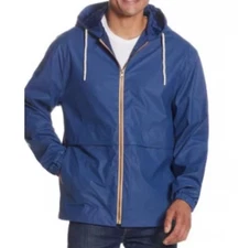 Weatherproof Rain Jacket Adult Mens Size Small Blue Rain Slicker GUC