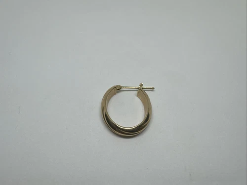 14K Yellow Gold Hoop Single Earring, 0.72g, 18mm, Oval, Design