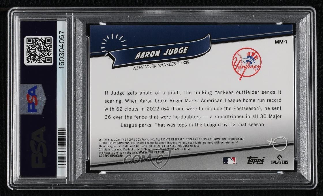 2024 Topps Chrome Update Major League Minis Aaron Judge #MM-1 PSA 9 MINT view 2