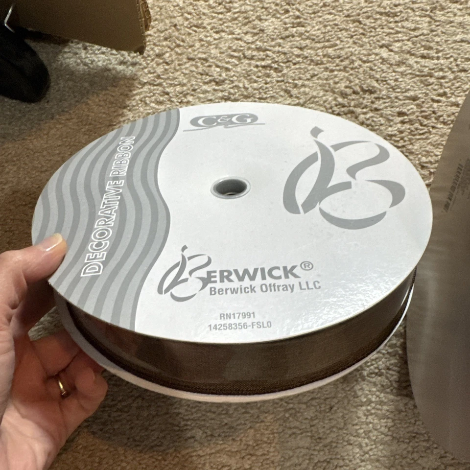 Christmas Ribbon 1.5” X 50 Yards Pink, Yellow, Red Burgundy Brown Lot Of 5 - Image 3 of 3