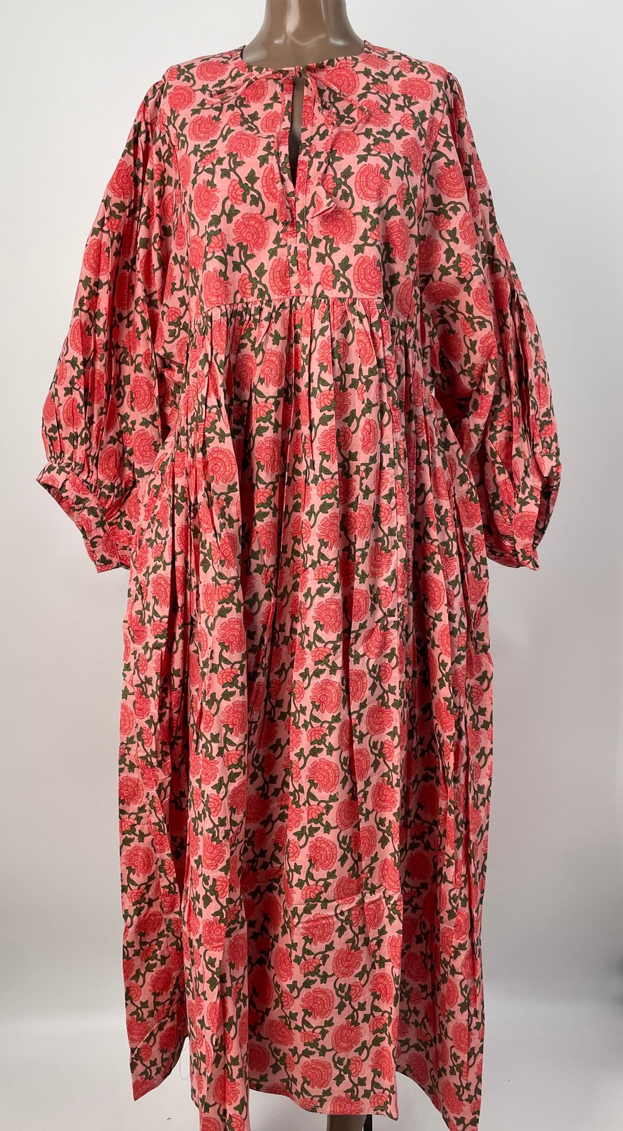 House Of Sundar Womens Midi Dress Pink/Multi Size XS Maya Saffron Sun Cotton