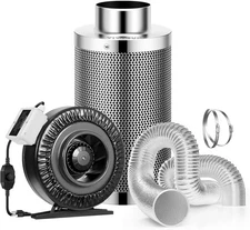 VIVOSUN 6 Inch 440 CFM Inline Fan with Speed Controller, 6 Inch Carbon Filter