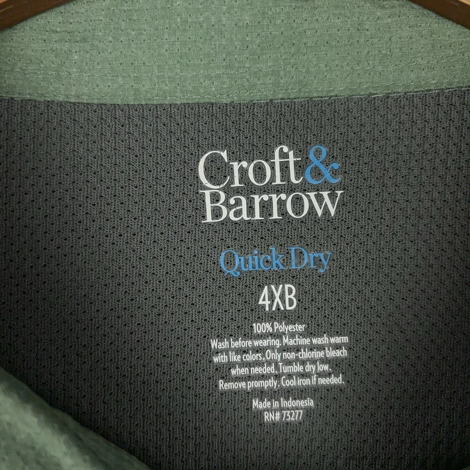Croft & Barrow Shirt Men's 4XB Green Quick Dry Vented Lightweight Casual Preppy - Image 4 of 4