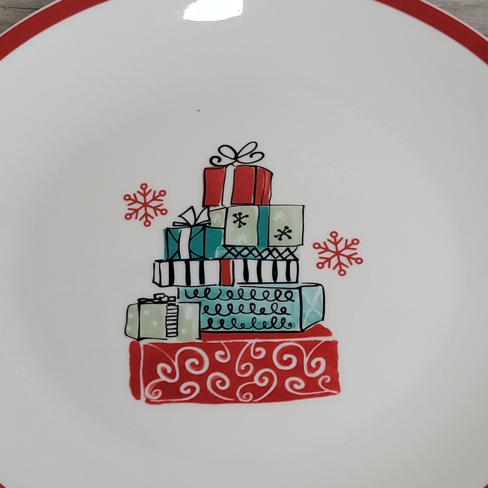 American Atelier Porcelain Plates 8" Salad Dessert Christmas Holiday Set of 4