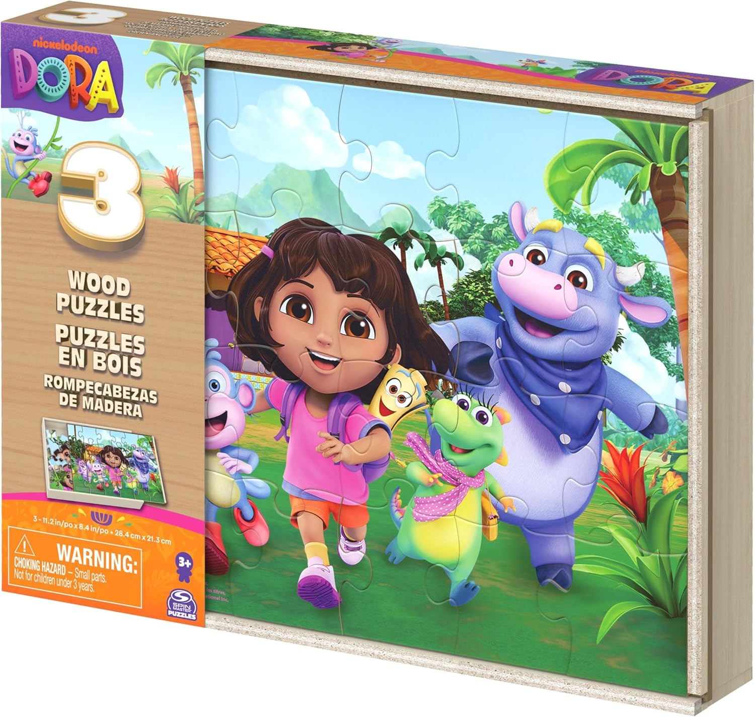 Spin Master Games, Set of 3 Dora Wood Puzzles, 24 Pieces Each, Puzzles for Kids,