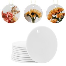10 PCS Sublimation Blank Round Ceramic Ornaments, 2.8 Inch White - for Christ...