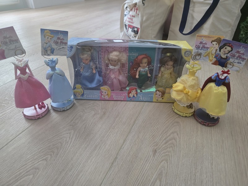 DISNEY PARKS 2000s bundle: fairytale beginnings dolls and princess picture frame