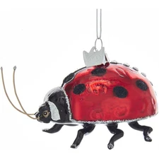 Kurt Adler Noble Gems Glass Ornament for Christmas Tree, Ladybug, 3"