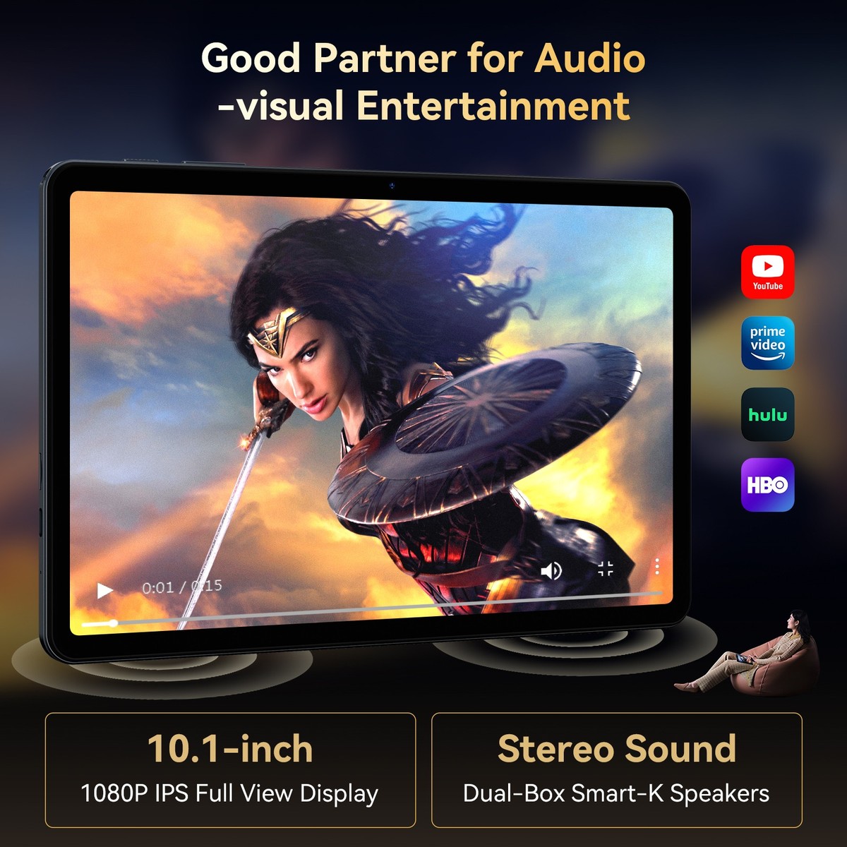 TABWEE T80 WiFi Tablet 10.1 Inch Android 15 18GB+128GB/2TB 6000mAh