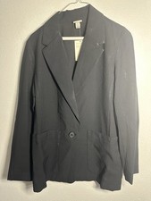A New Day Black Notch Lapel Single-Breasted Blazer, Women's Jacket Size M