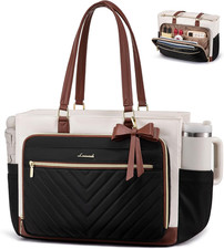 LOVEVOOK Teacher Tote Bag for Women, Work Laptop Bag Gift with Large Cup Holder,