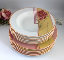 CreaTable Porzellan - Speiseservice 12 tlg. Speiseteller + Suppenteller Rosen