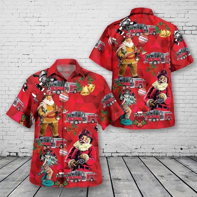 Lethbridge Alberta Lethbridge Fire Department Christmas Hawaiian Shirt Full Size