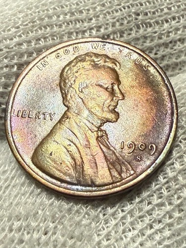 1909-S Lincoln Wheat Cent Penny * High Grade Lustrous AU+ KEY DATE!* Toned