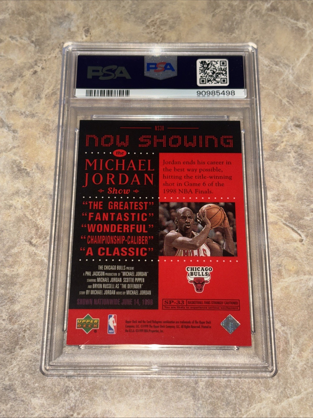 1999 Michael Jordan Upper Deck Now Showing Psa 8 view 2