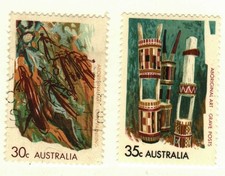 Australia #506 used, 507 MH Aboriginal art