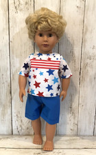 18 Inch BOY Doll Clothes -Handmade July 4 Set Fits Our Generation, My Life, more
