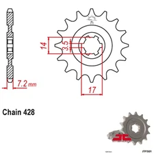 JT Sprockets Countershaft Sprocket 428 Pitch 13T Kawasaki KLX140 (2011-2017)