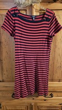 Womens Vintage Chaps Size Large Red And Blue Striped T Shirt Dress