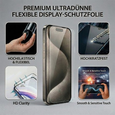 Displayschutzfolie Klar & Robust - Flexible Folie Elastisch Weich Transparent