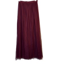 Jenny Yoo Womens Skirt Size 0 Louise Maxi Burgundy Tulle Formal Party Ballgown