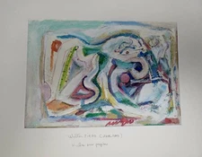 ​Walter Firpo (1903-2002) Abstract Oil on Paper - Friend of MATISSE / CUBISM