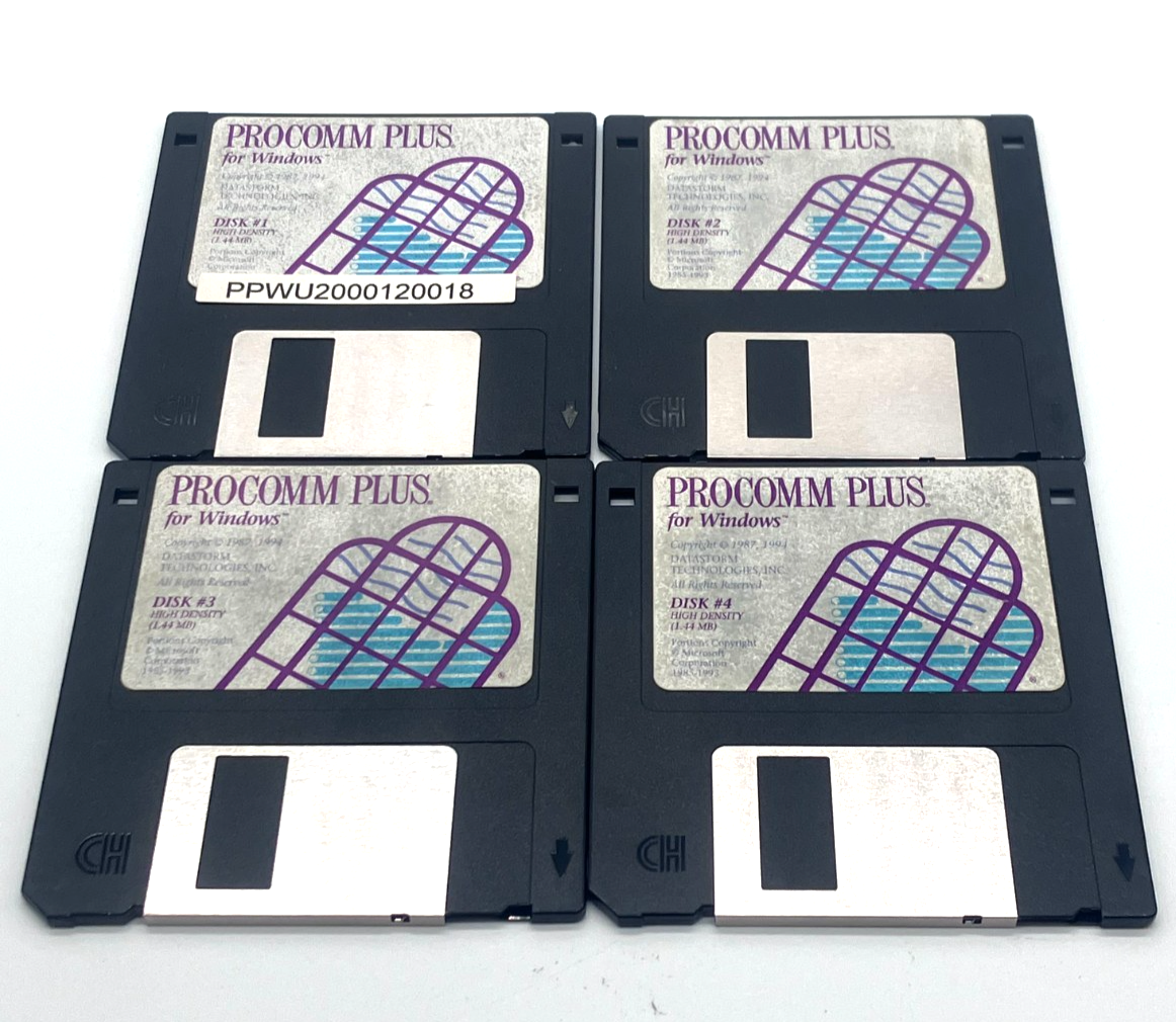 *Vintage* PROCOMM PLUS for Windows 1994 Set Of 4 3.5” Floppy Disks 1 ...