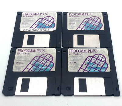 *Vintage* PROCOMM PLUS for Windows 1994 Set Of 4 3.5  Floppy Disks 1.44MB