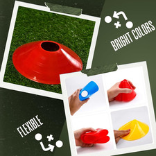 Agility Soccer Cones with Carry Bag for Sports Training - Set of 24  50 Oran...