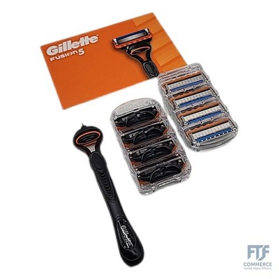 Gillette Fusion5 Herrenrasierer mit Ersatzteilen, 1 Griff, 8 Klingen mit 5 Kling