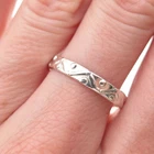 925 Sterling Silver Vintage Zig Zag Beaded Band Ring Size 8