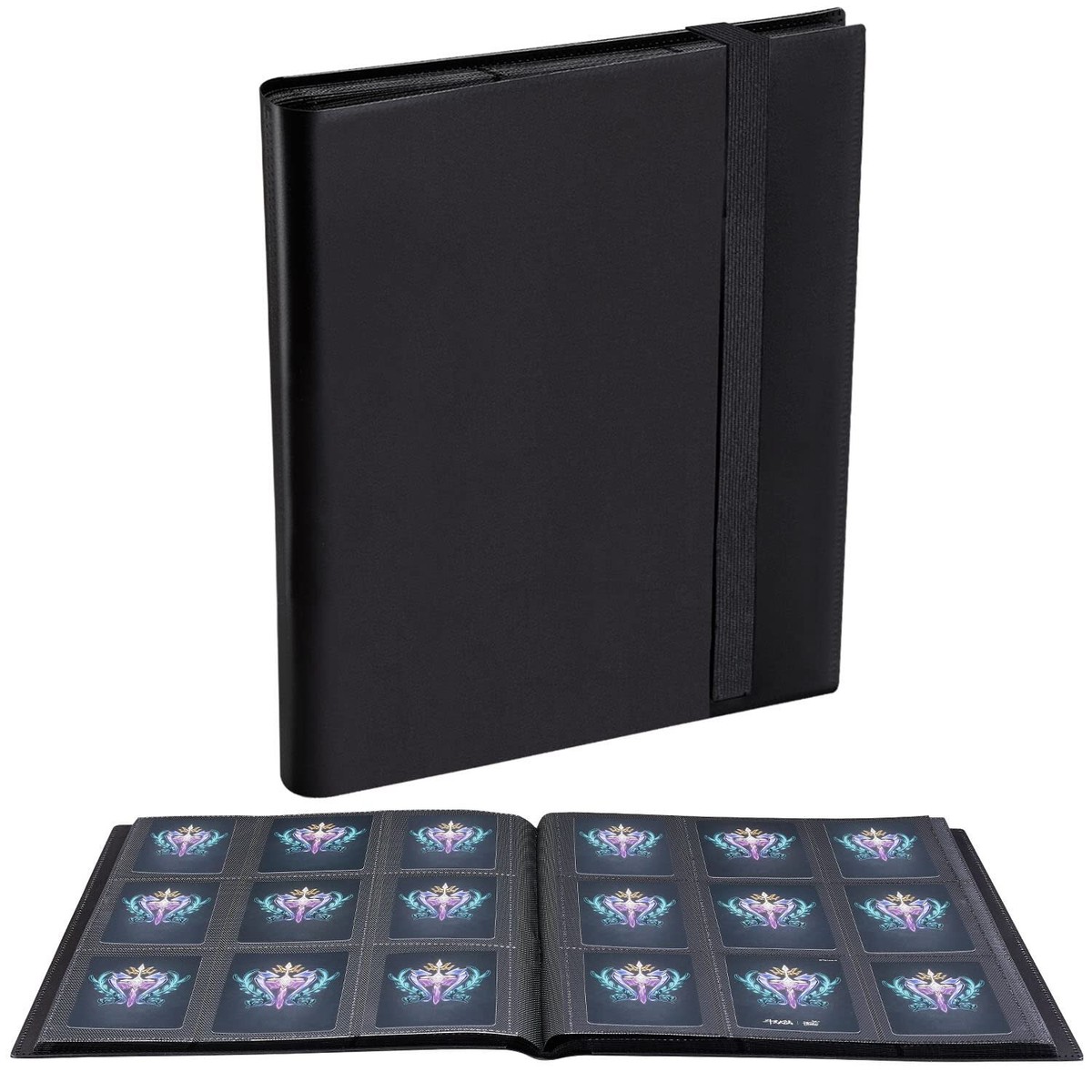 mtg card binder sleeves Trading Card Binder 9 Pocket – 360 Capacity Double-Sided Card Album,  Premium PU Leather Zipper Holder For MTG, TCG, Sports Cards (Gray) MTG Card  Binder