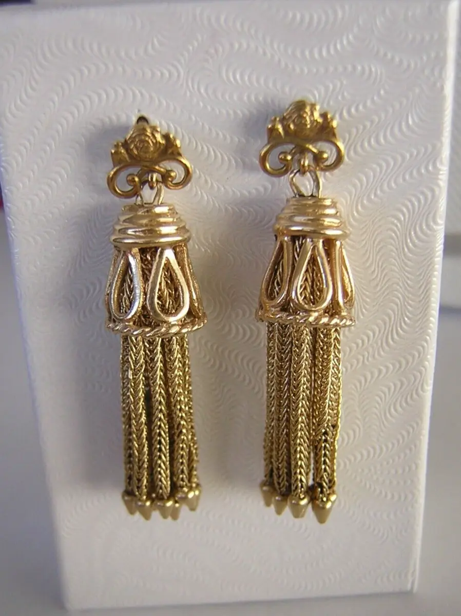 Antique Victorian 14k Yellow Gold Tassel Earrings