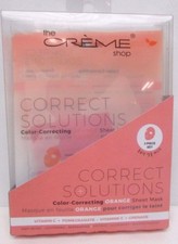 The Creme Shop Correct Solutions Color Correcting Orange Sheet Mask 3 pc Set NEW