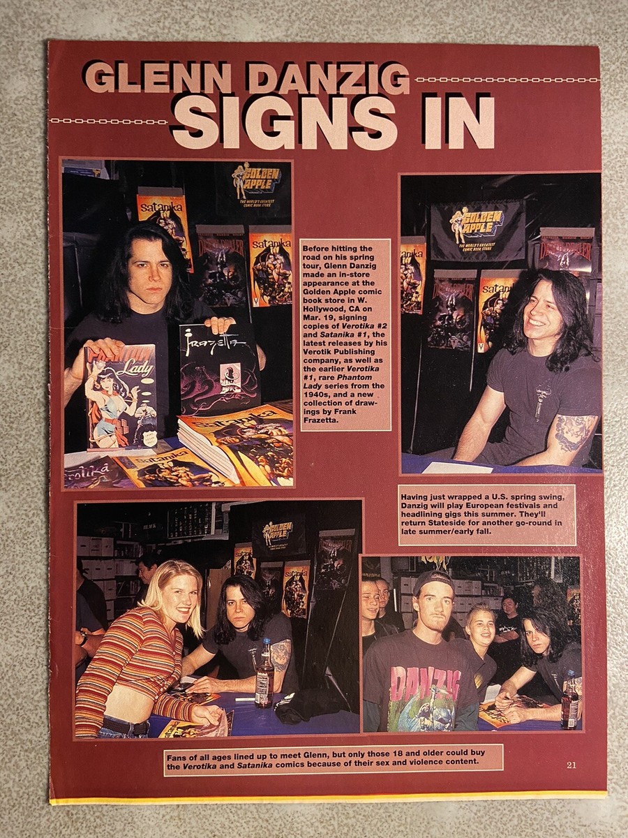 Vintage Late 80s Era Danzig Tattoo Pic /Verotik Comic Article