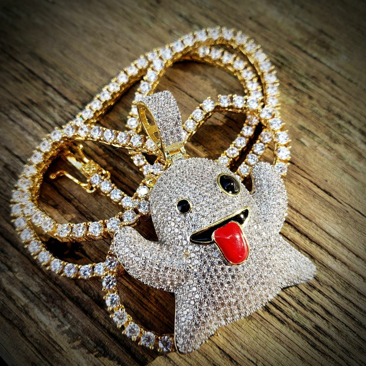 ICED HIP HOP BRASS GOLD PLATED EMOJI SNAPCHAT GHOST 18
