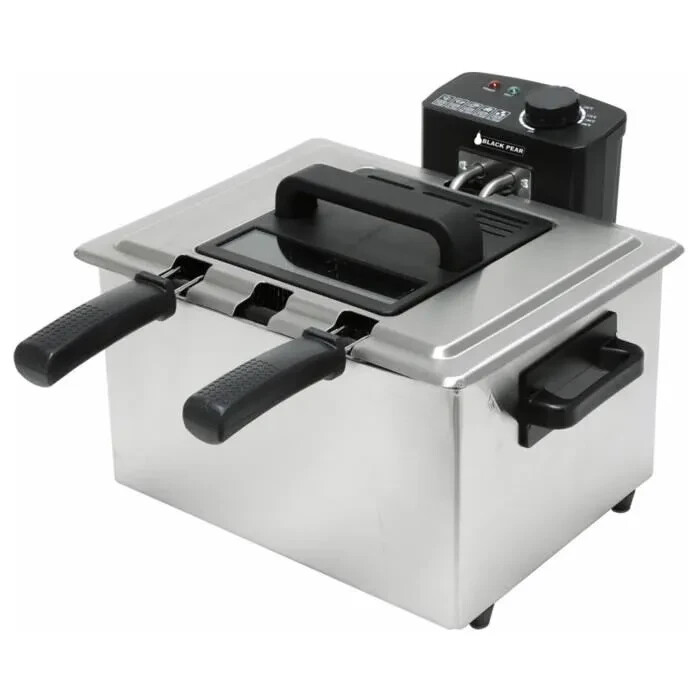Friteuse électrique double cuve avec thermostats réglables et paniers amovibles