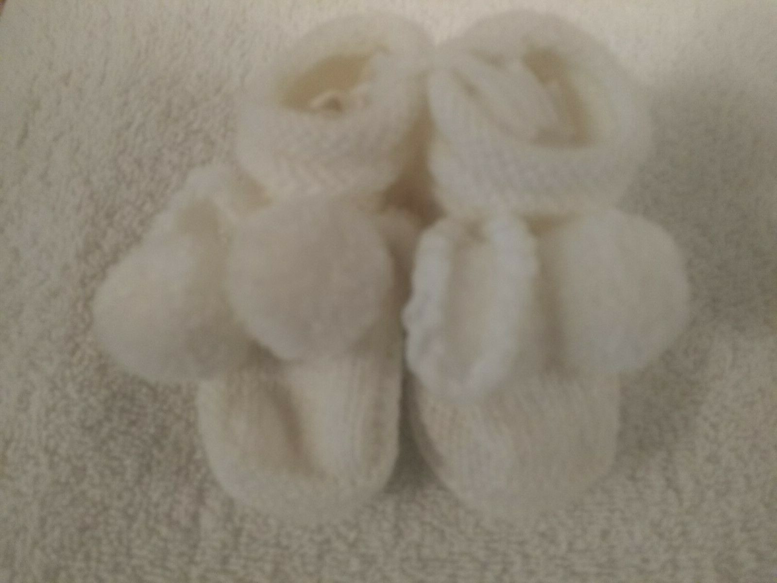 Homemade Crochet Baby Booties in White 