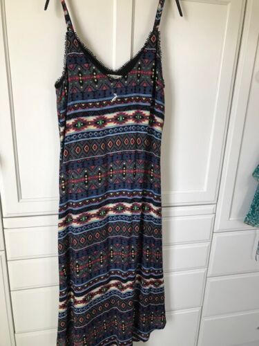 Lola Rae Summer Dress Sz L NWT Southwest Handkerchief Midi Hem Blue Red Yellow - Picture 2 of 9