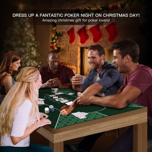 70 x 35 Inch , 8 Players Texas Hold'em Poker Rubber Mat Poker Topper for Tabl... - Picture 3 of 9